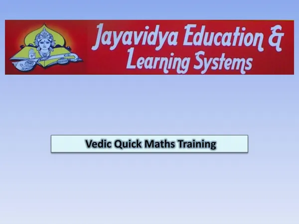 Vedic Quick Maths Training