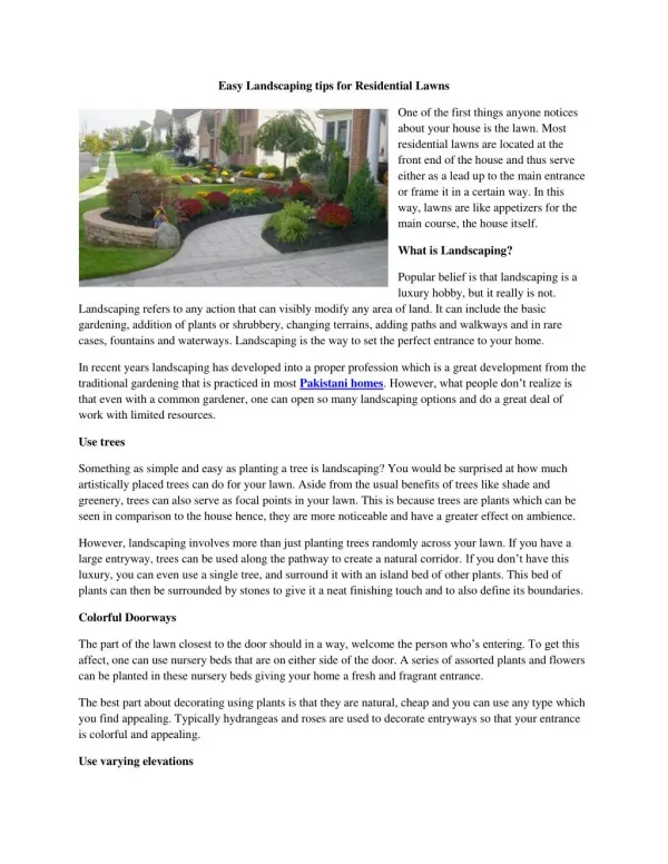 Easy Landscaping tips for Residential Lawns
