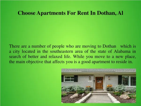 Choose Apartments For Rent In Dothan, Al