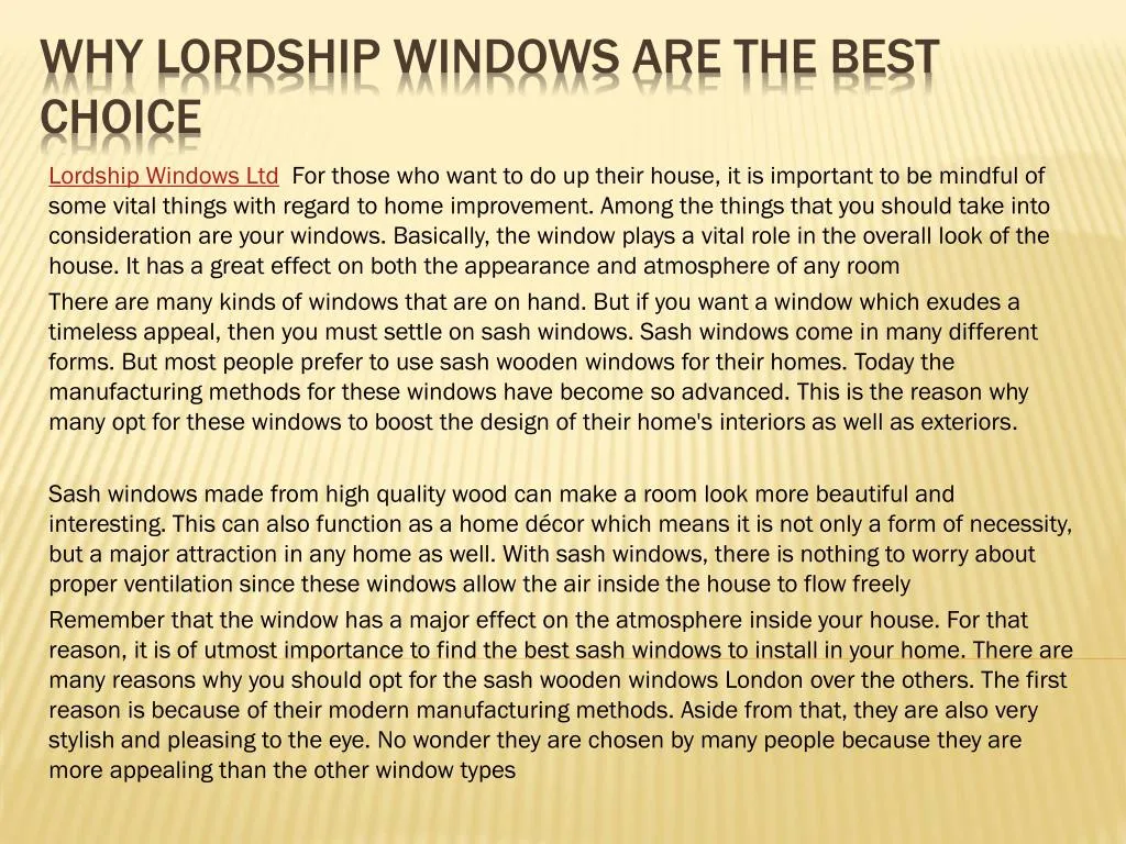 why lordship windows are the best choice