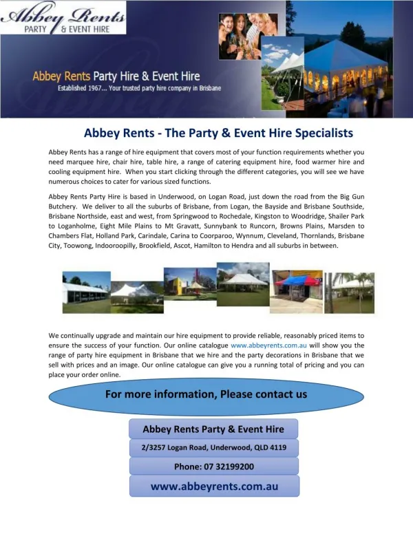 Abbey Rents - The Party & Event Hire Specialists