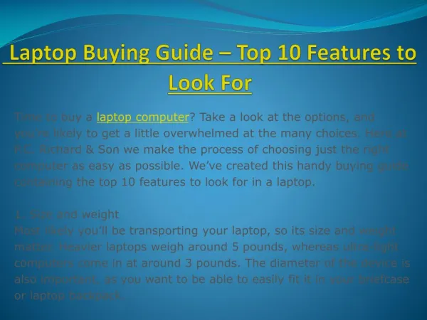 Laptop Buying Guide – Top 10 Features to Look For
