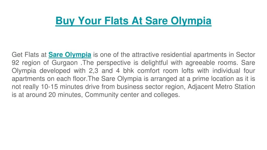 buy your flats at sare olympia