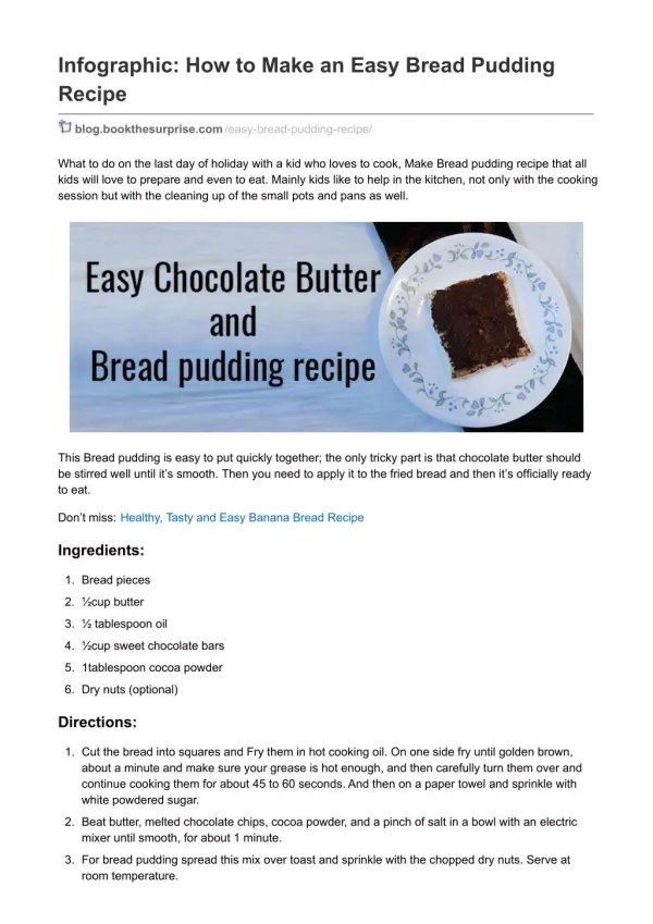 How to Make an Easy Bread Pudding Recipe