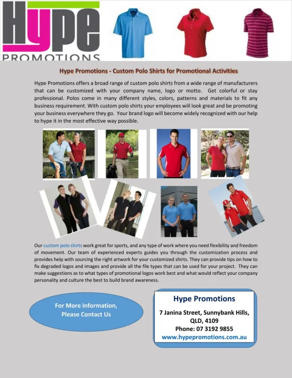 Hype Promotions - Custom Polo Shirts for Promotional Activities