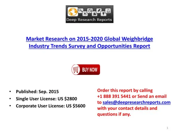 2015-2020 Global Weighbridge Industry Trends Survey and Opportunities Report