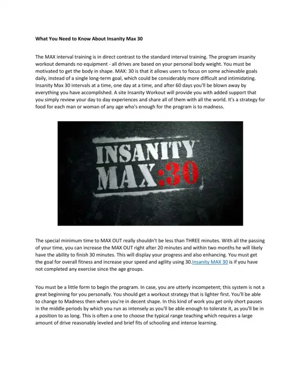 Insanity Max 30