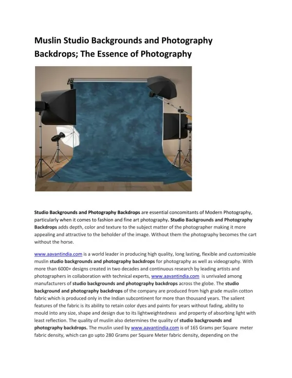 Muslin Studio Backgrounds and Photography Backdrops