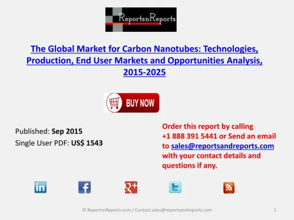 Carbon Nanotubes Industry -Market Size, Growth and Forecast Report 2025