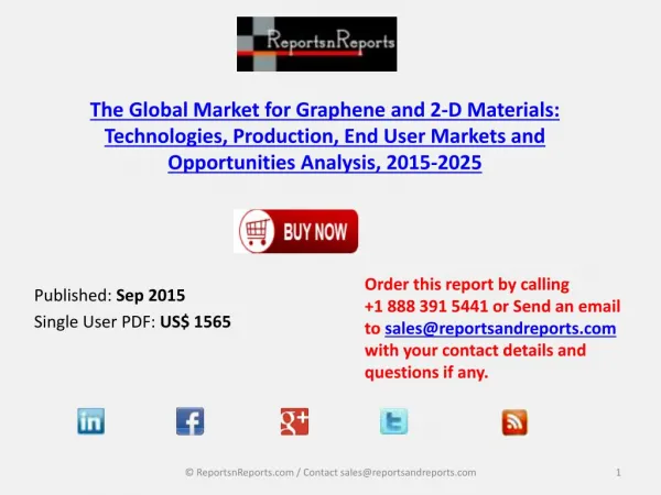 Graphene and 2-D Materials Industry -Market Size, Growth and Forecast Report 2025