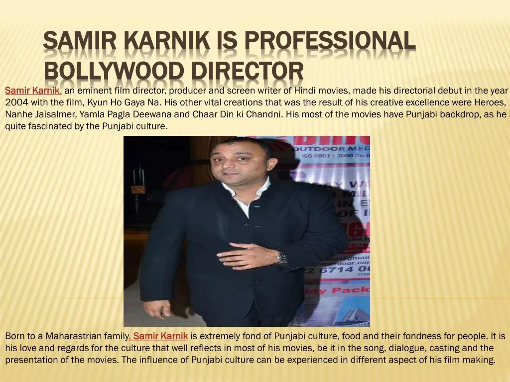 samir karnik is professional bollywood director