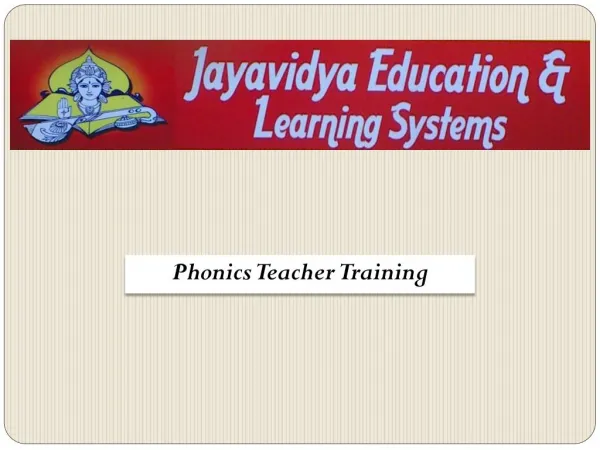 Phonics Teacher Training