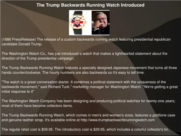 The Trump Backwards Running Watch Introduced