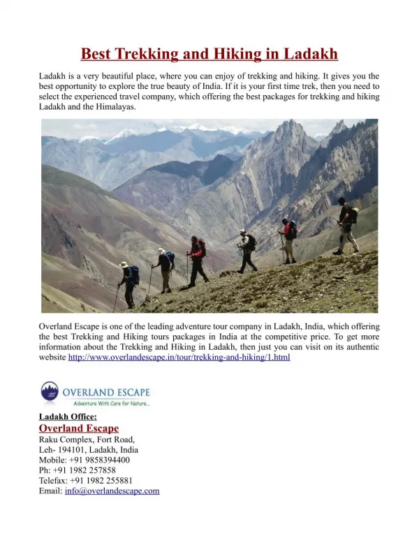 Best Trekking and Hiking in Ladakh