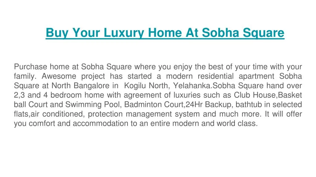 buy your luxury home at sobha square