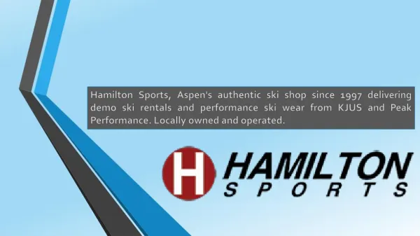 Hamilton Sports- Your One-Stop Shop for Kjus ski wear and Aspen Ski Rentals