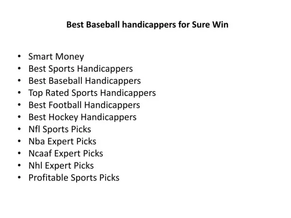 Best Baseball handicappers for Sure Win