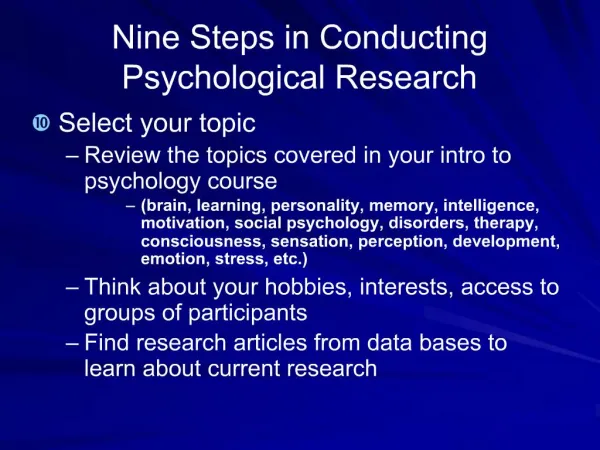 Nine Steps in Conducting Psychological Research