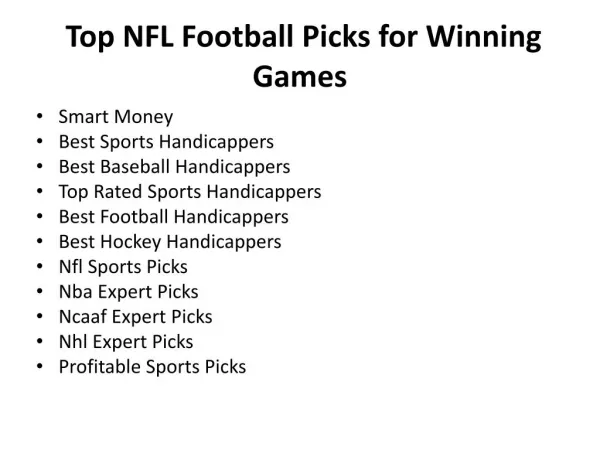 Top NFL Football Picks for Winning Games
