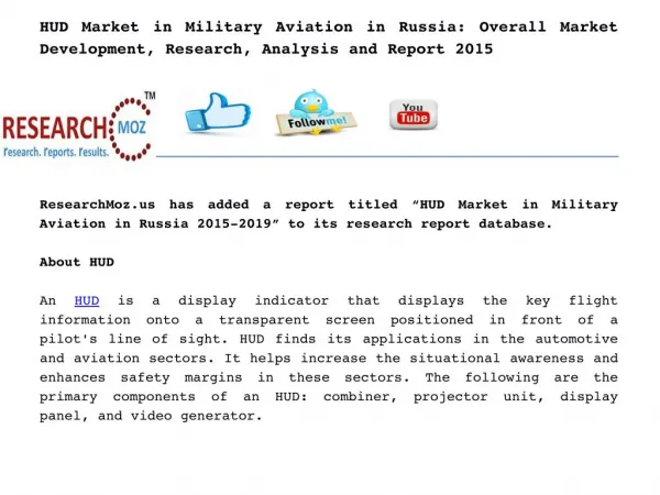 HUD Market in Military Aviation in Russia: Overall Market Development, Research, Analysis and Report 2015