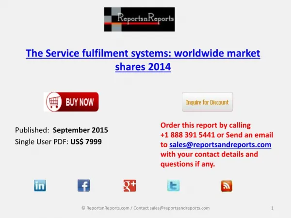 Worldwide Service Fulfilment Systems Market Shares 2014