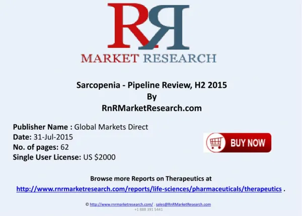 Sarcopenia Pipeline Therapeutics Assessment Review H2 2015