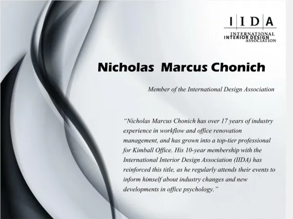 Nicholas Marcus Chonich - Member of the International Design Association