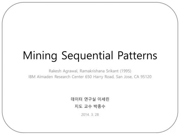 Agrawal et al, Mining sequential patterns, Data Eng., 1995