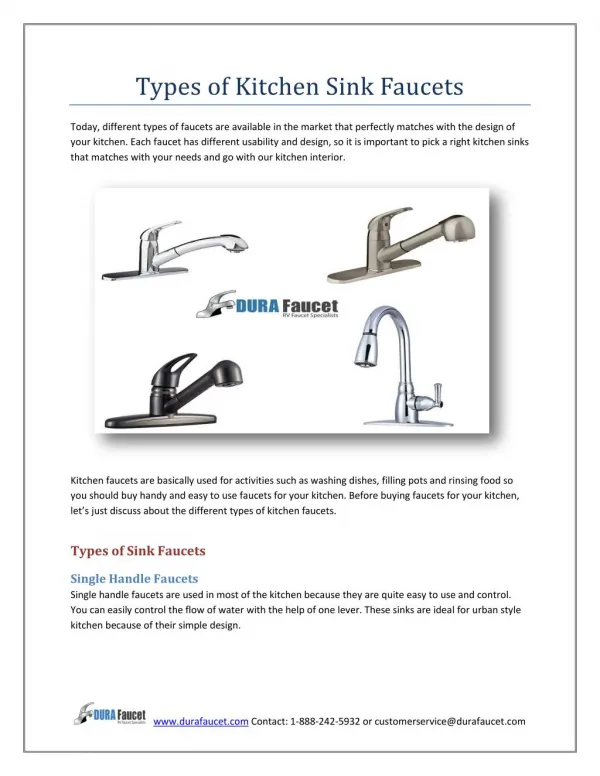 Types of Kitchen Sink Faucets