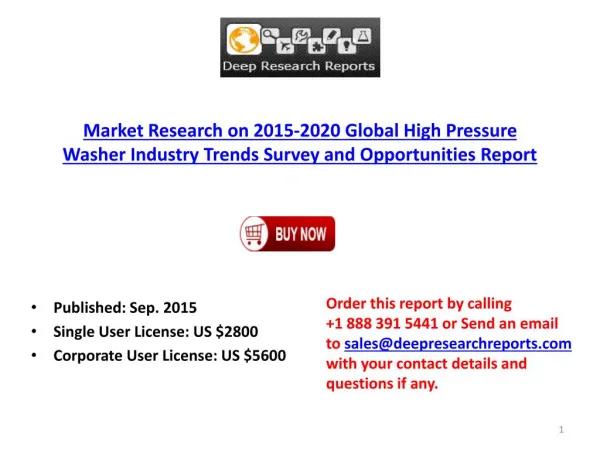 Global High Pressure Washer Industry Market Growth Analysis and 2020 Forecast