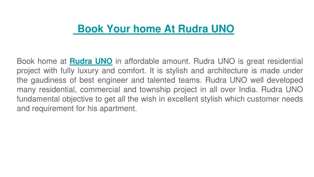 book your home at rudra uno