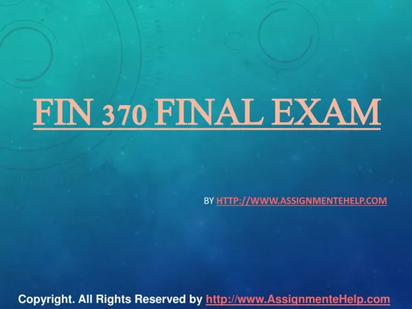 FIN 370 Final Exam 30 Questions With Answers.
