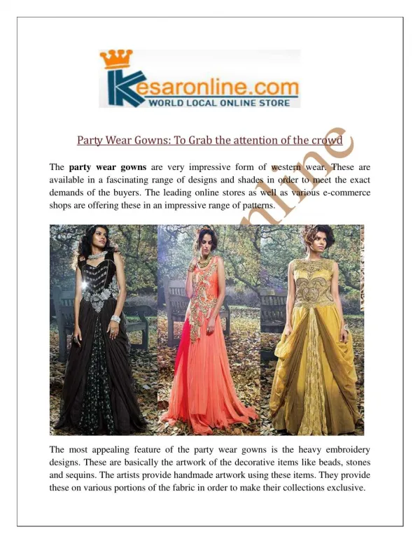 Party Wear Gowns Online United States