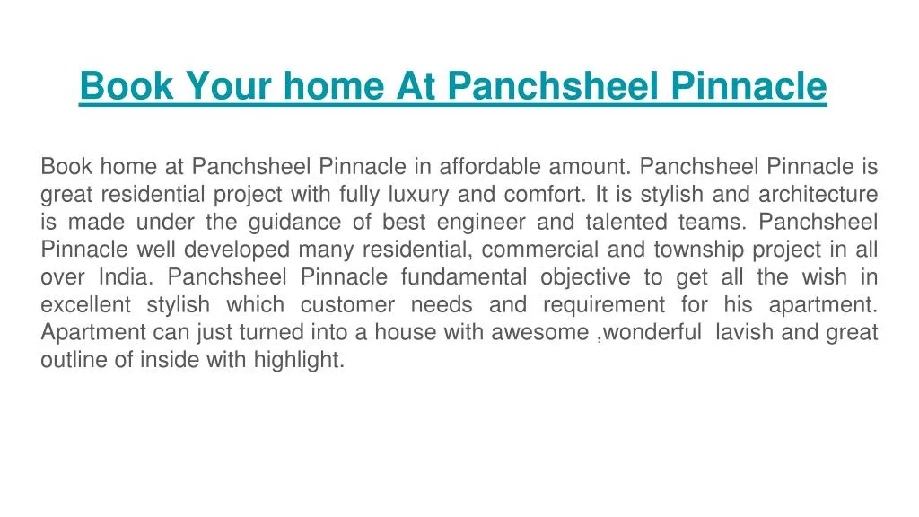 book your home at panchsheel pinnacle