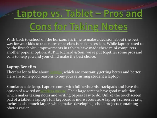 Laptop vs. Tablet – Pros and Cons for Taking Notes
