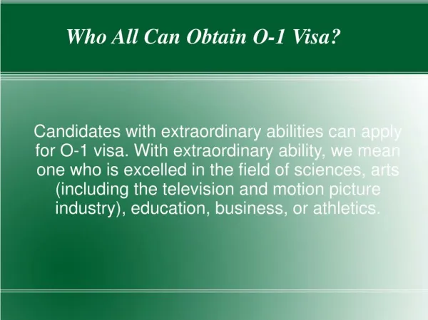 Aware With The Details of O-1 Visa?
