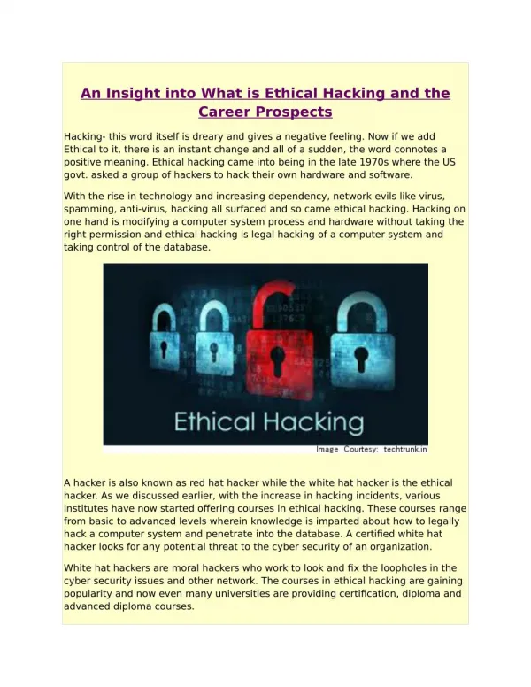 An Insight into What is Ethical Hacking and the Career Prospects
