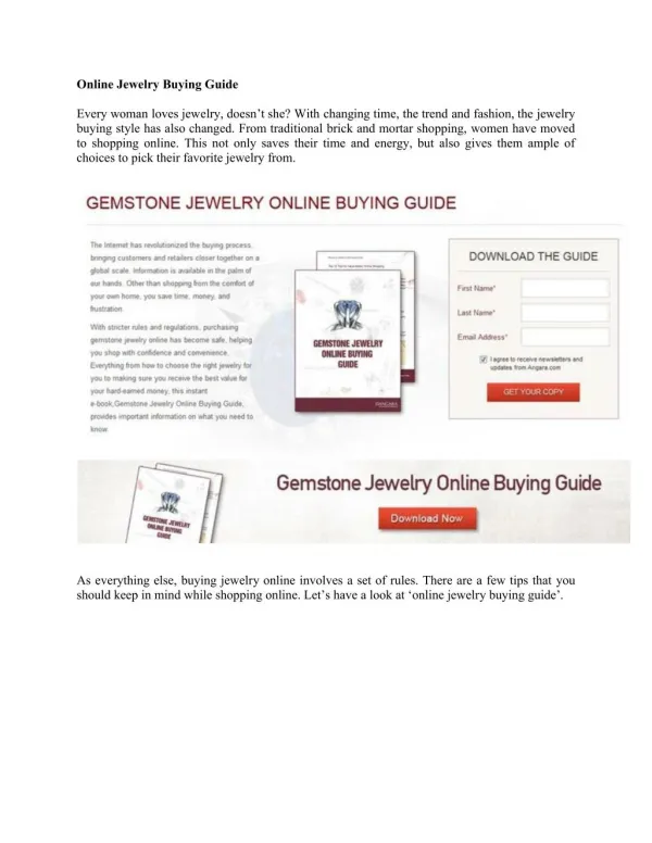 Online Jewelry Buying Guide