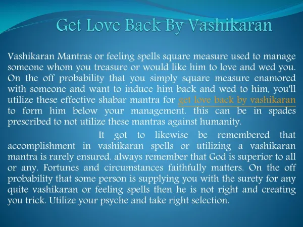 Get love back by vashikaran