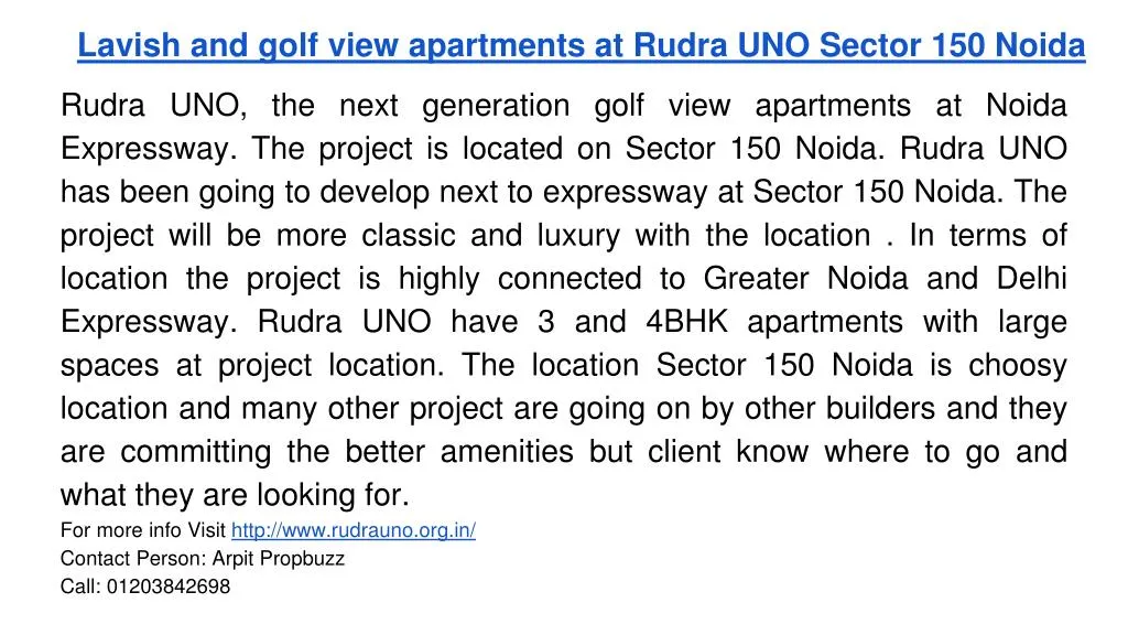 lavish and golf view apartments at rudra uno sector 150 noida