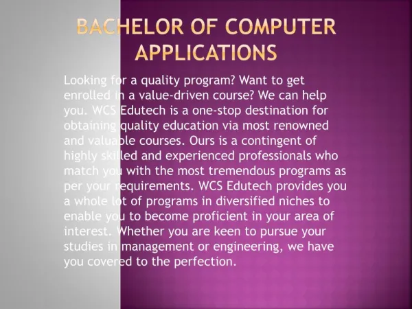 Bachelor of computer applications