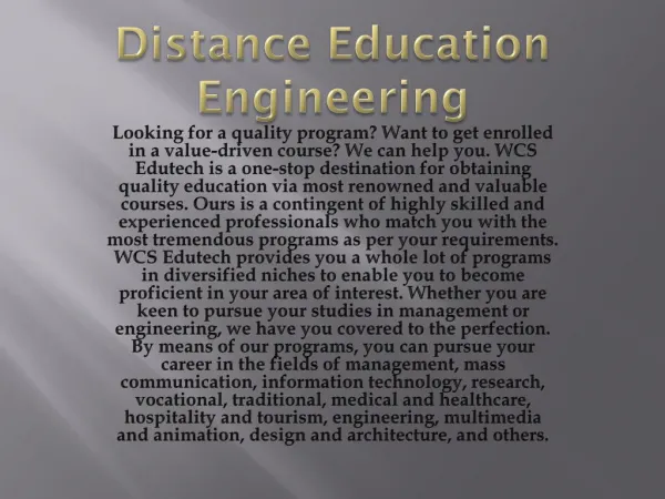 distance learning engineering courses