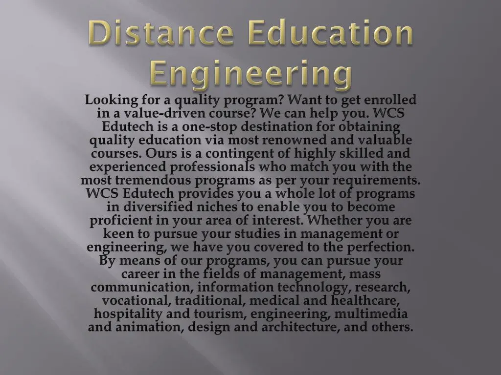 distance education engineering