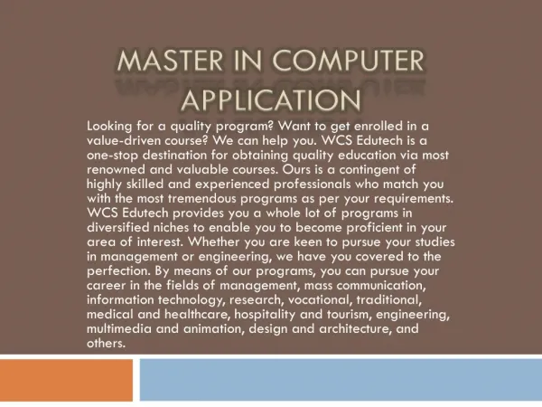 Master in Computer Application
