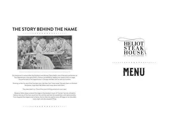 Menu Card – Heliot Steak House at the Hippodrome Casino London