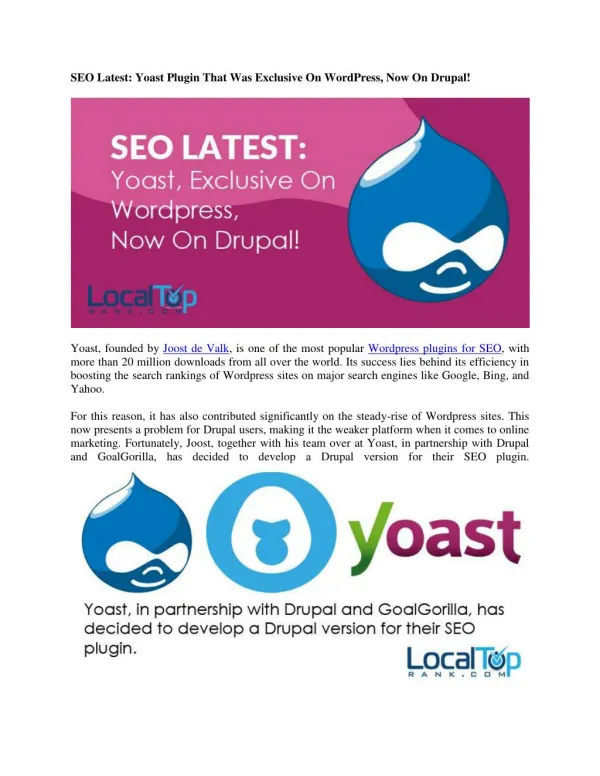 Yoast SEO Plugin Now available on Drupal
