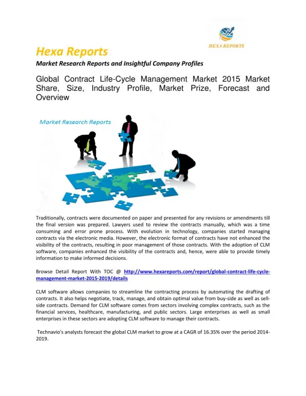 Contract life cycle management market global share, size, trends and Forecast 2015 - 2019