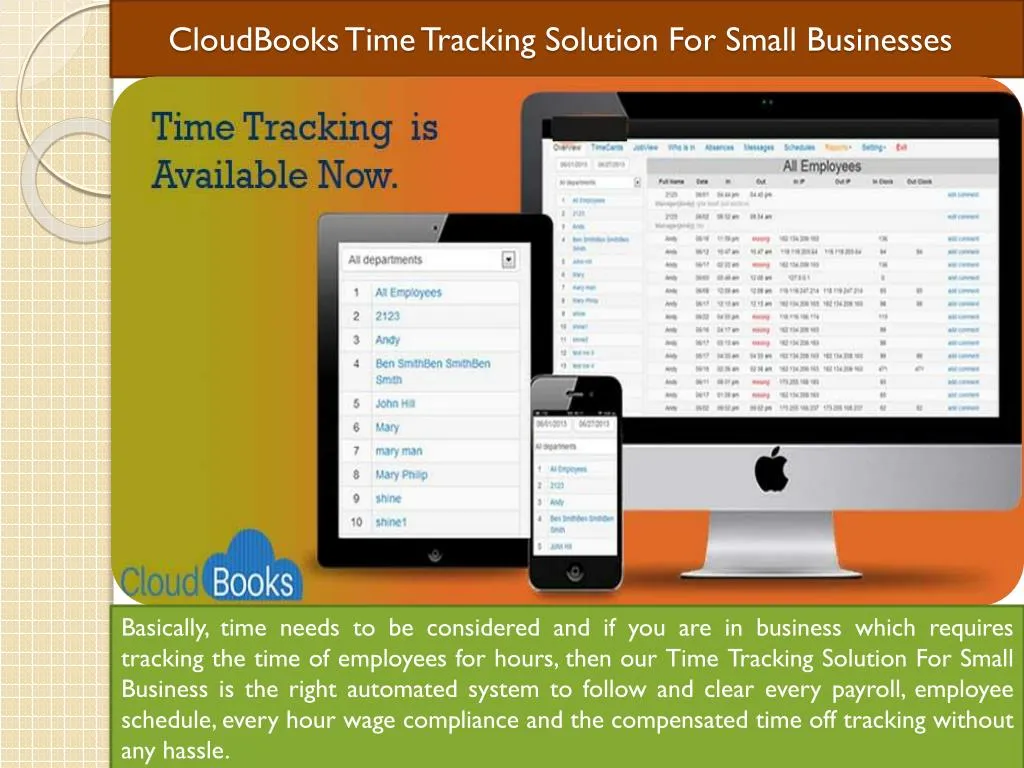 cloudbooks time tracking solution for small businesses