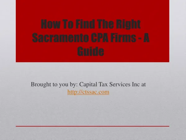 How To Find The Right Sacramento CPA Firms - A Guide