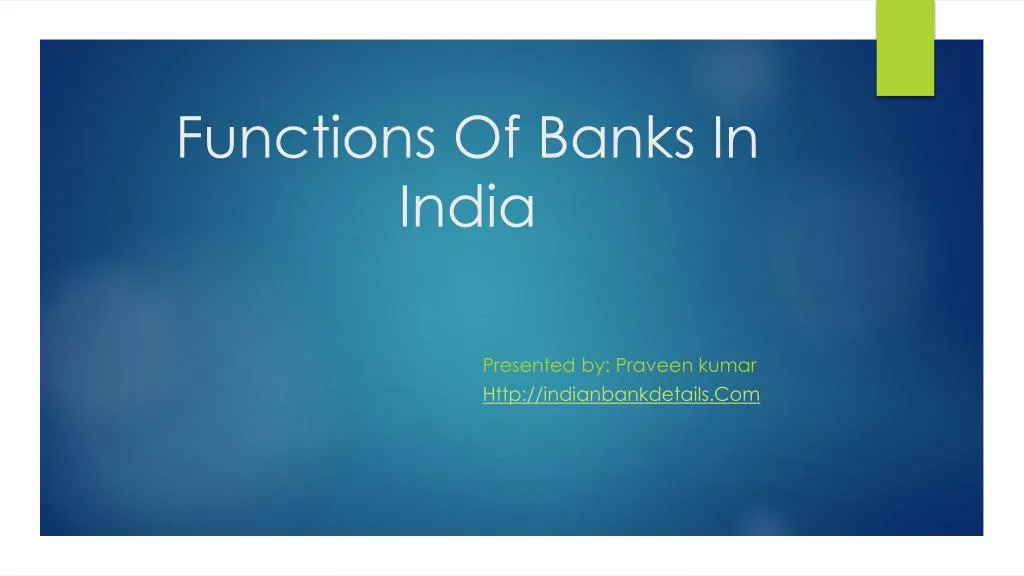 functions of banks in india